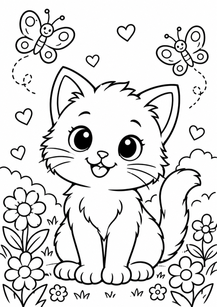 cute cat coloring page for kids