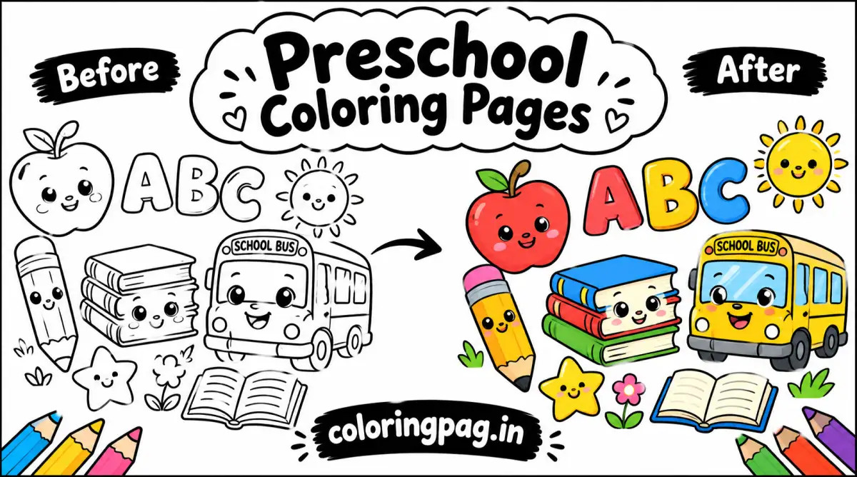 Preschool Coloring Pages_ Before and After