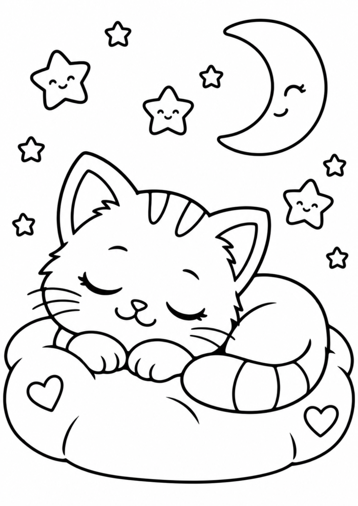 sleeping cat coloring page